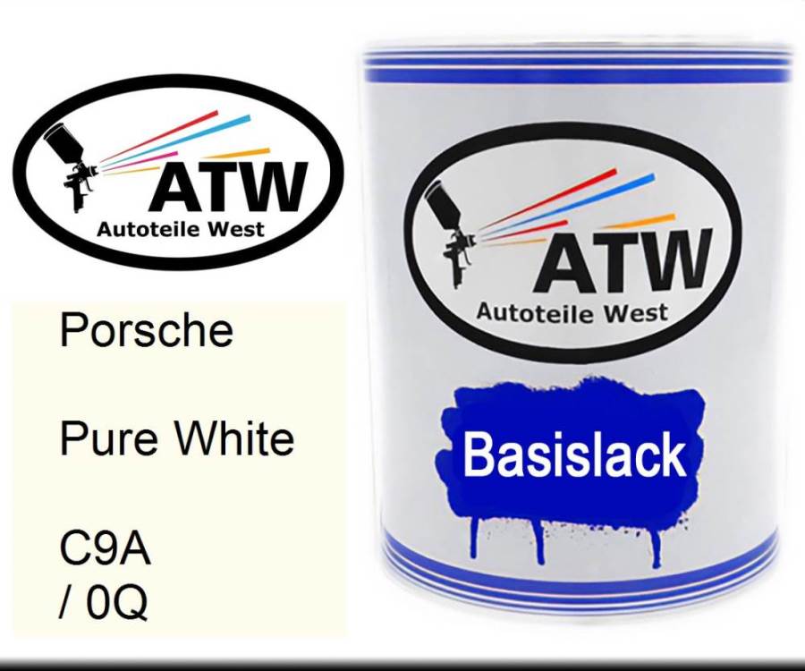 Porsche, Pure White, C9A / 0Q: 1L Lackdose, von ATW Autoteile West.